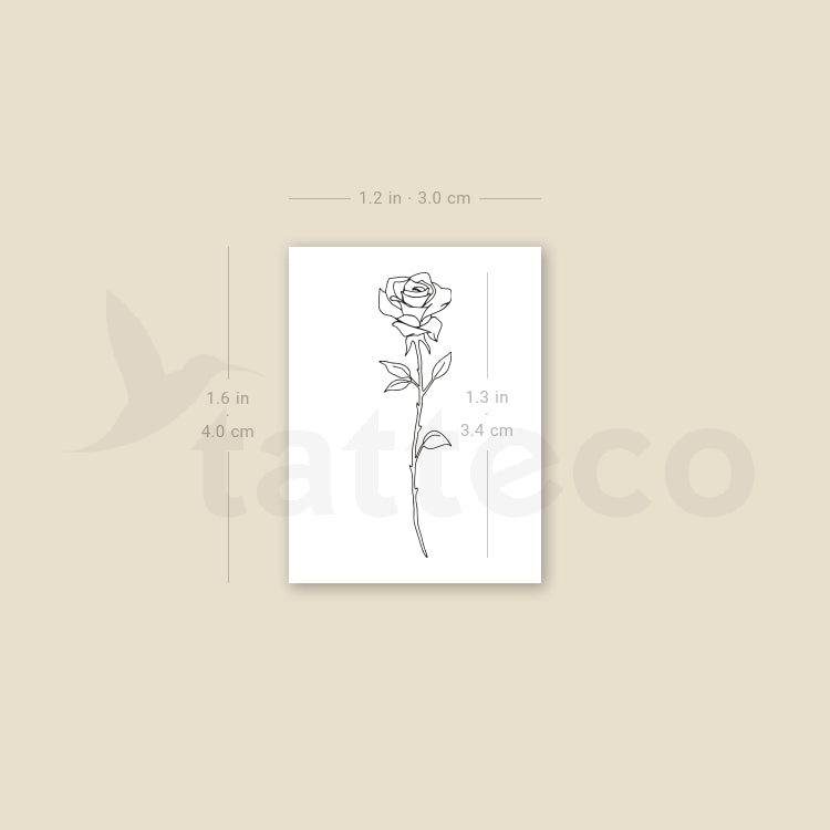 Tatuaje temporal de rosa de línea fina - Juego de 3
