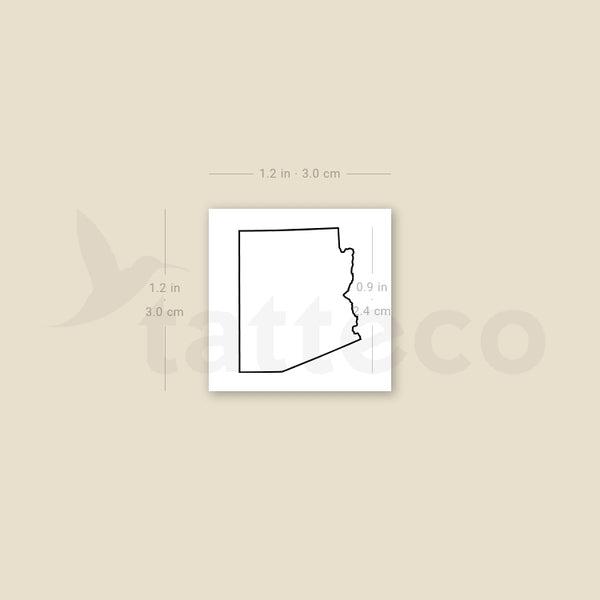Arizona Map Outline Temporary Tattoo - Set of 3