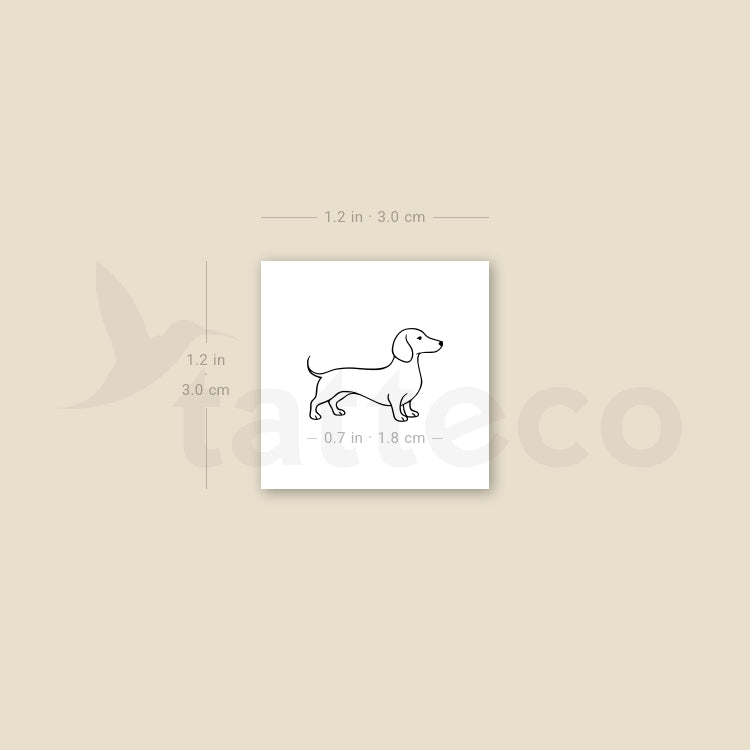 Sausage Dog Temporary Tattoo - Set of 3