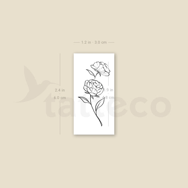 Peony Temporary Tattoo By M3.Ink - Set of 3