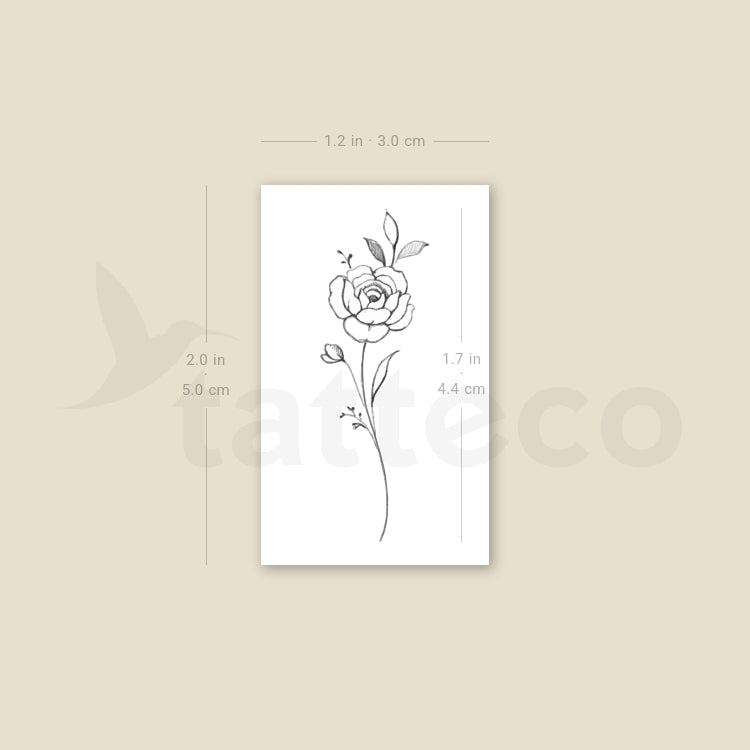 Peony By Stefano Mazza Temporary Tattoo - Set of 3