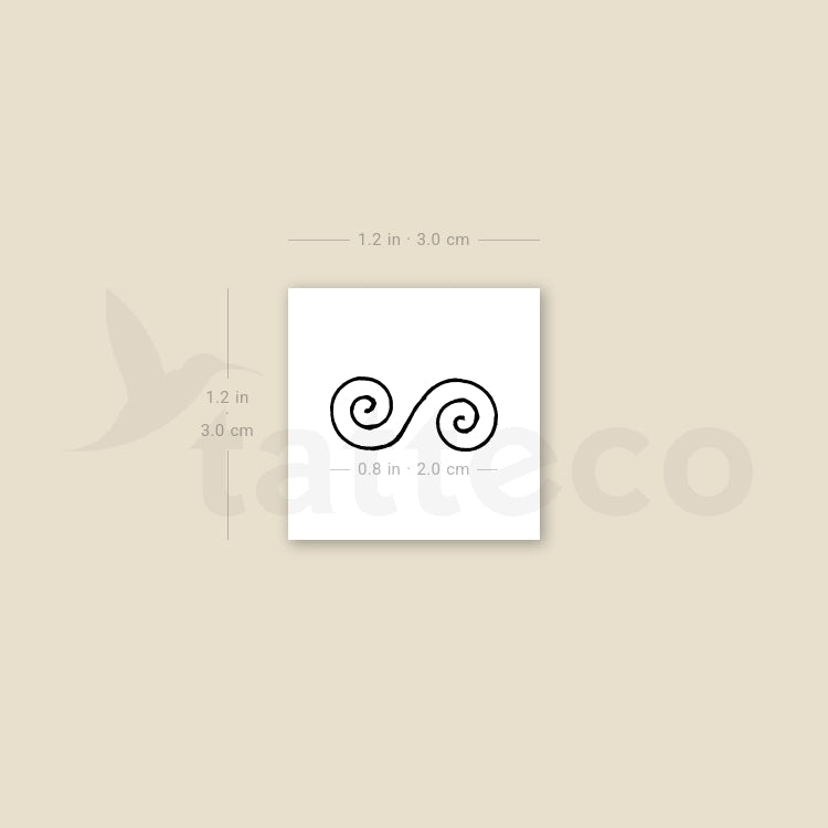 Little Double Spiral Temporary Tattoo - Set of 3