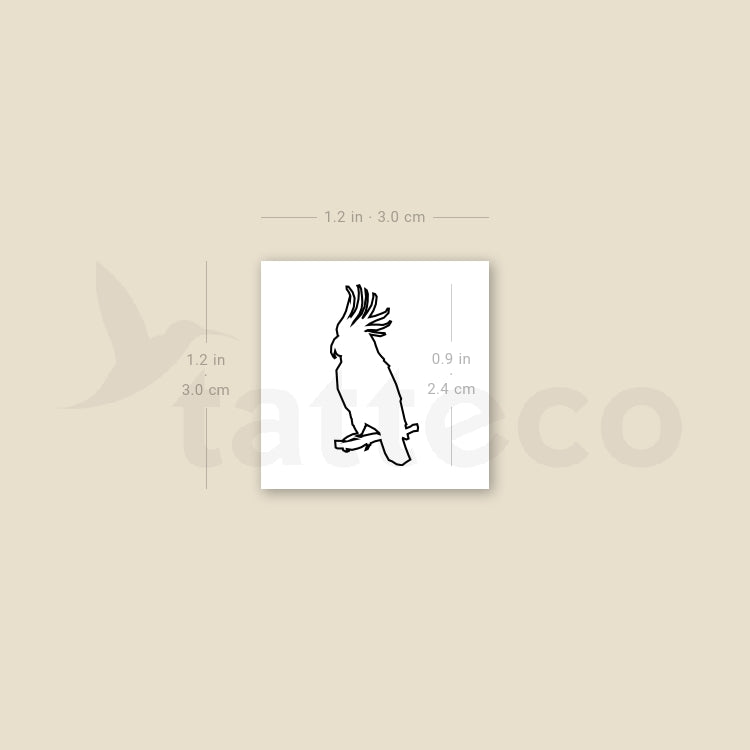 Fine Line Cockatoo Temporary Tattoo - Set of 3