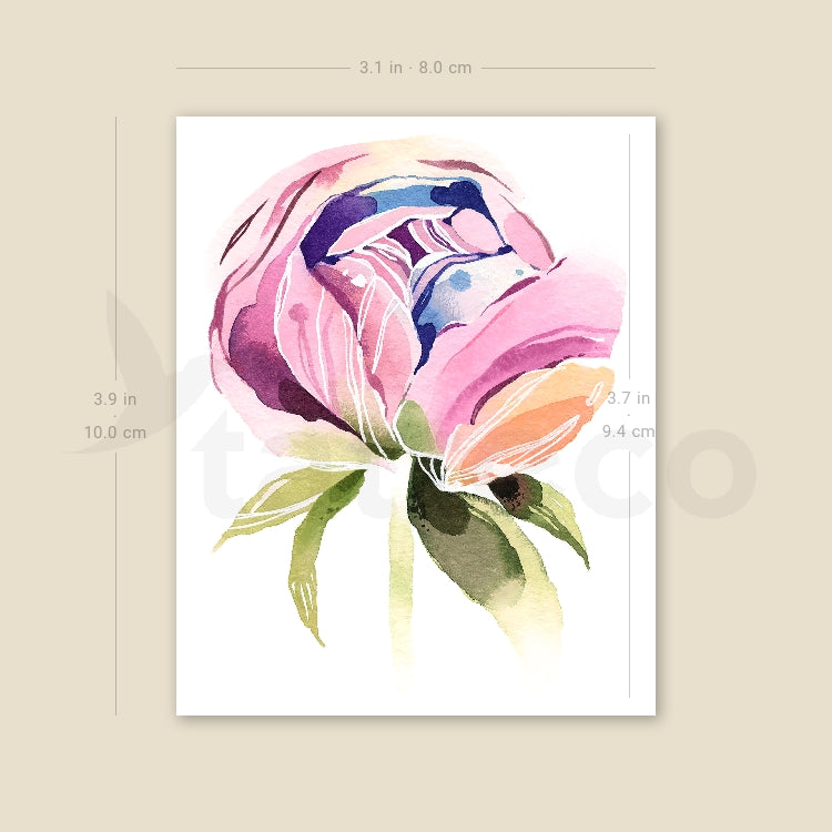 Peony Head By Ann Lilya Temporary Tattoo - Set of 3