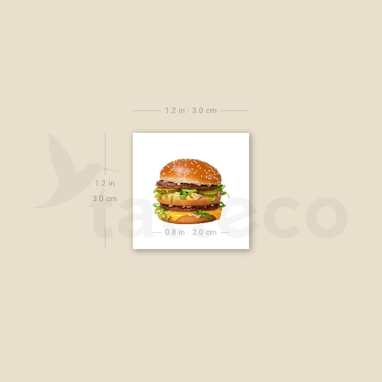 Realistic Hamburger Temporary Tattoo - Set of 3