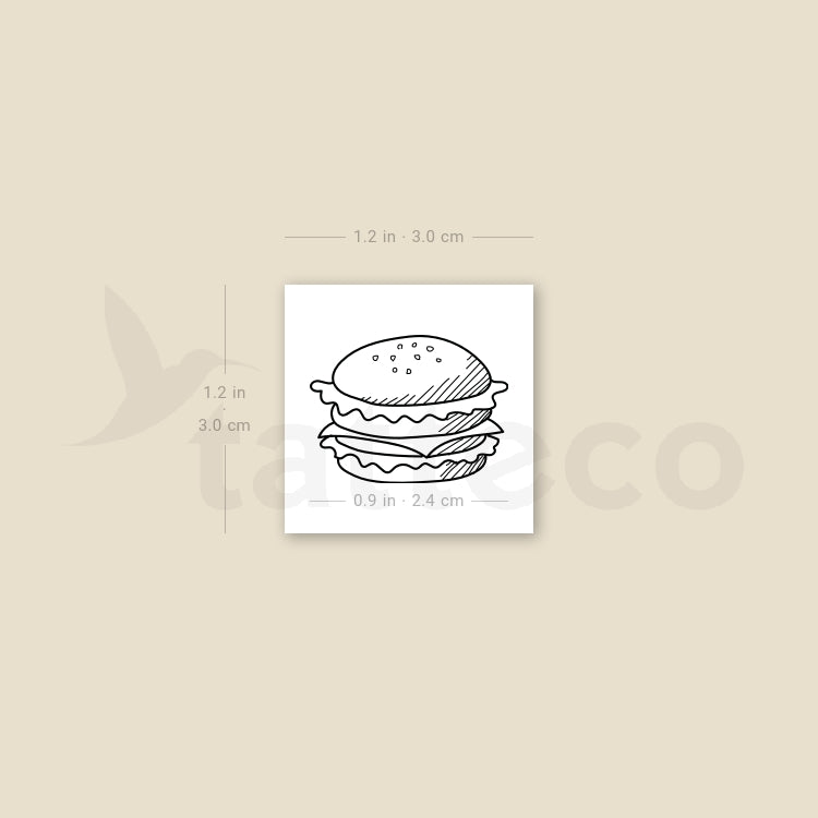 Hamburger Temporary Tattoo - Set of 3