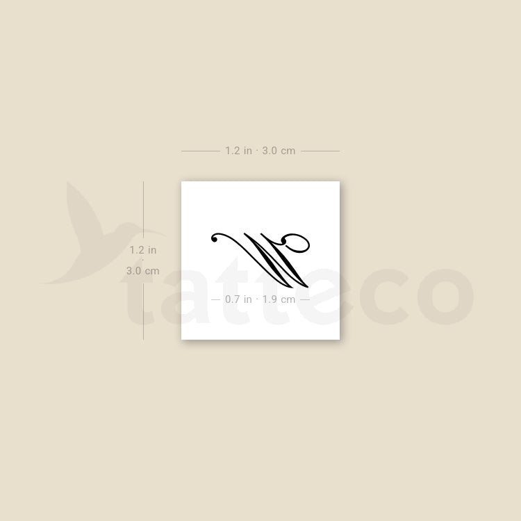 Letter W Script Temporary Tattoo - Set of 3