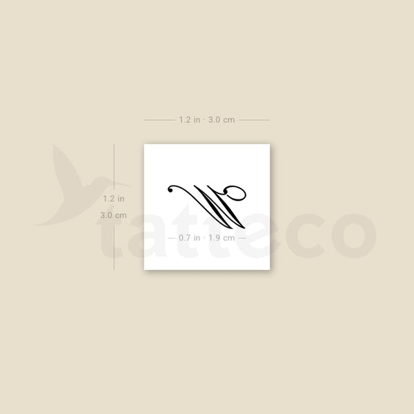 Letter W Script Temporary Tattoo - Set of 3