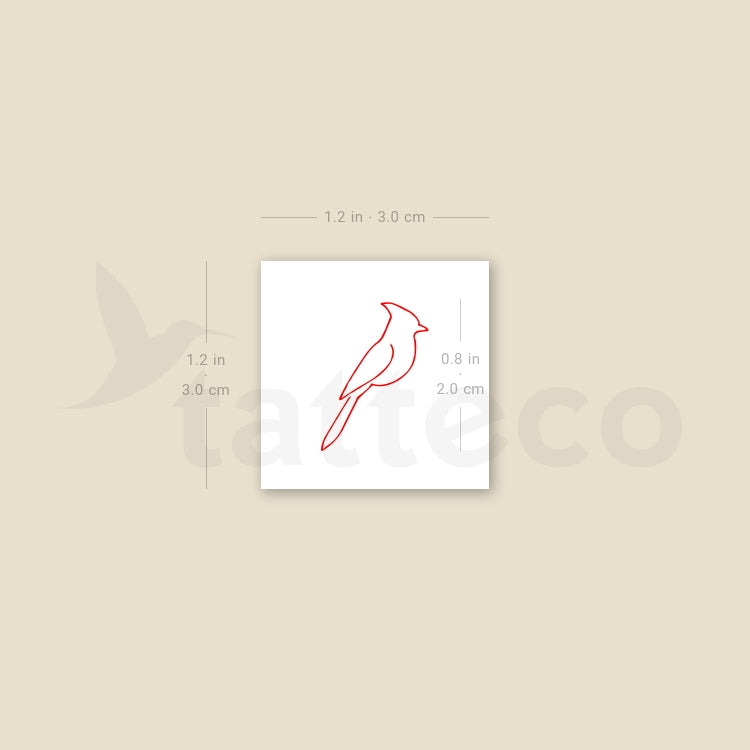 Continuous Line Cardinal Temporary Tattoo - Set of 3