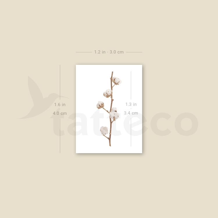 Small Cotton Stem Temporary Tattoo - Set of 3