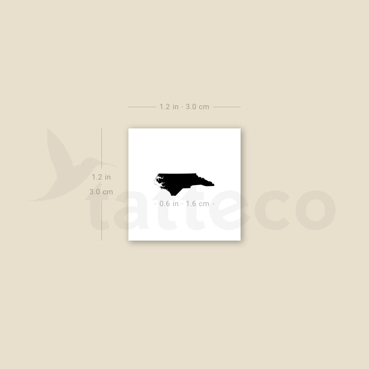 North Carolina Map Temporary Tattoo - Set of 3