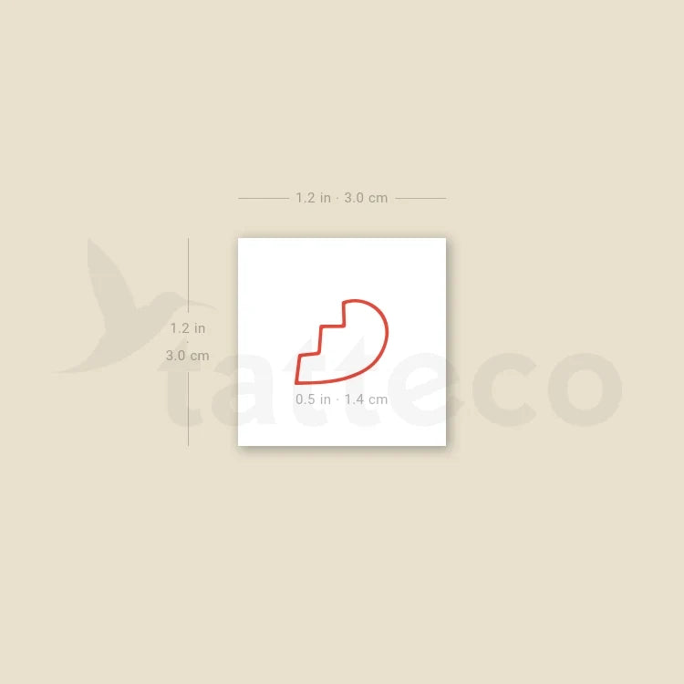 Matching Red Broken Heart Outline Temporary Tattoo
