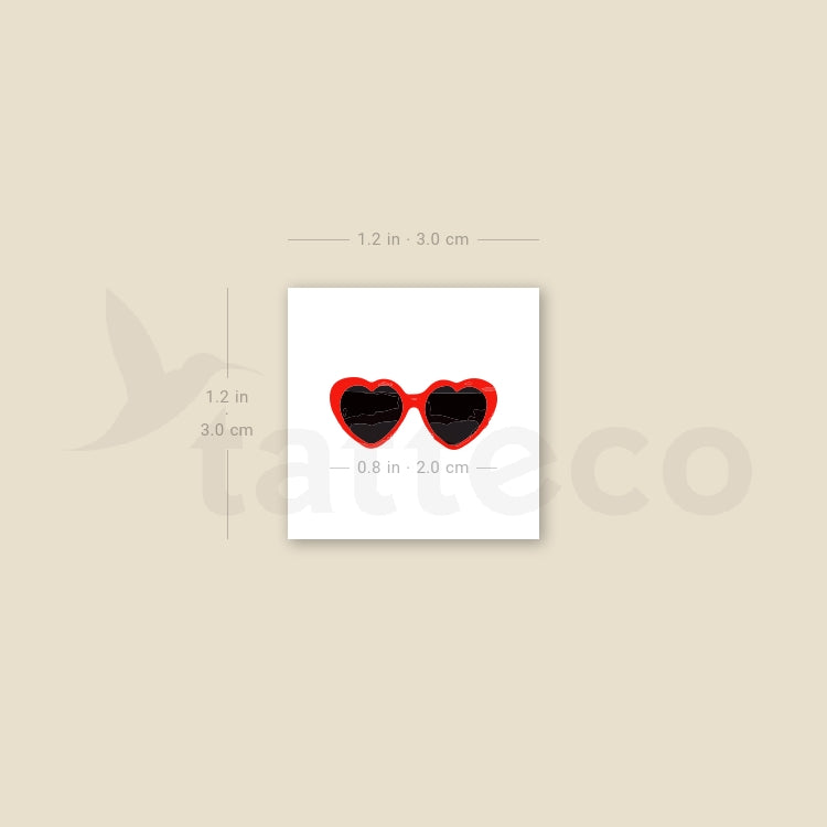 Tatuaje temporal de gafas de corazón de Lolita (juego de 3)