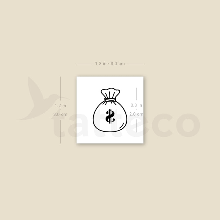 Money Bag Temporary Tattoo - Set of 3