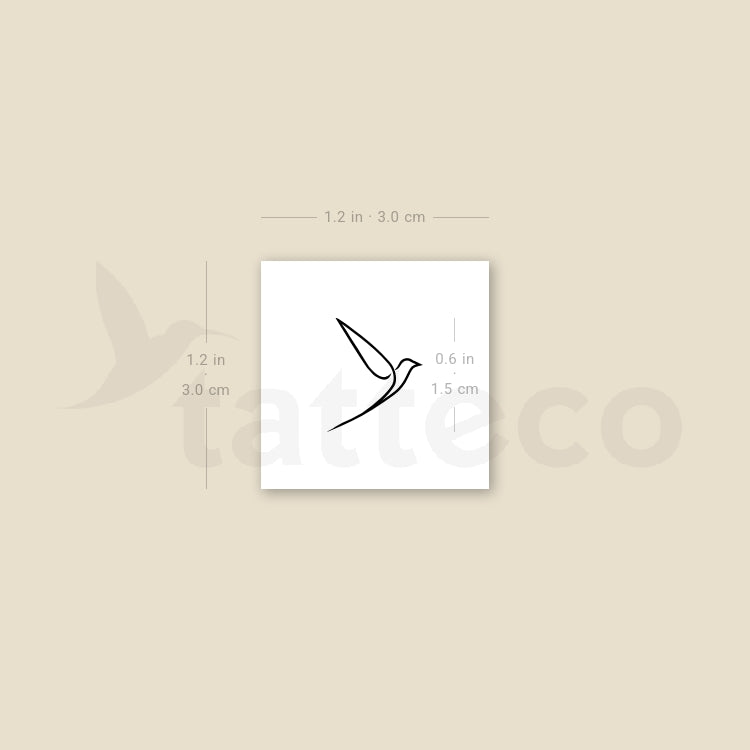 Tiny Single Line Bird Temporary Tattoo - Set of 3