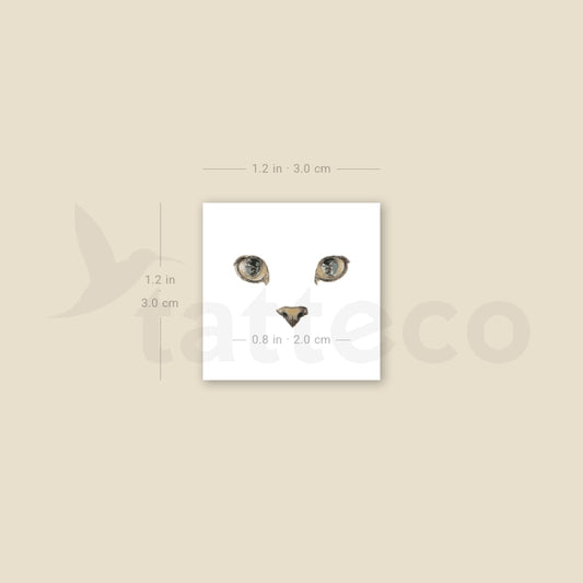 Small Cat Face Temporary Tattoo - Set of 3