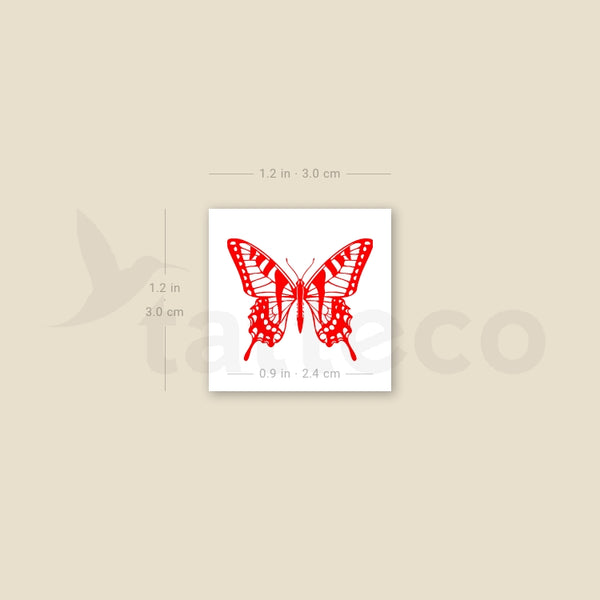 Red Butterfly Temporary Tattoo - Set of 3