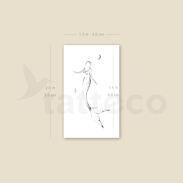 Crescent Mermaid By Stefano Mazza Temporary Tattoo - Set of 3