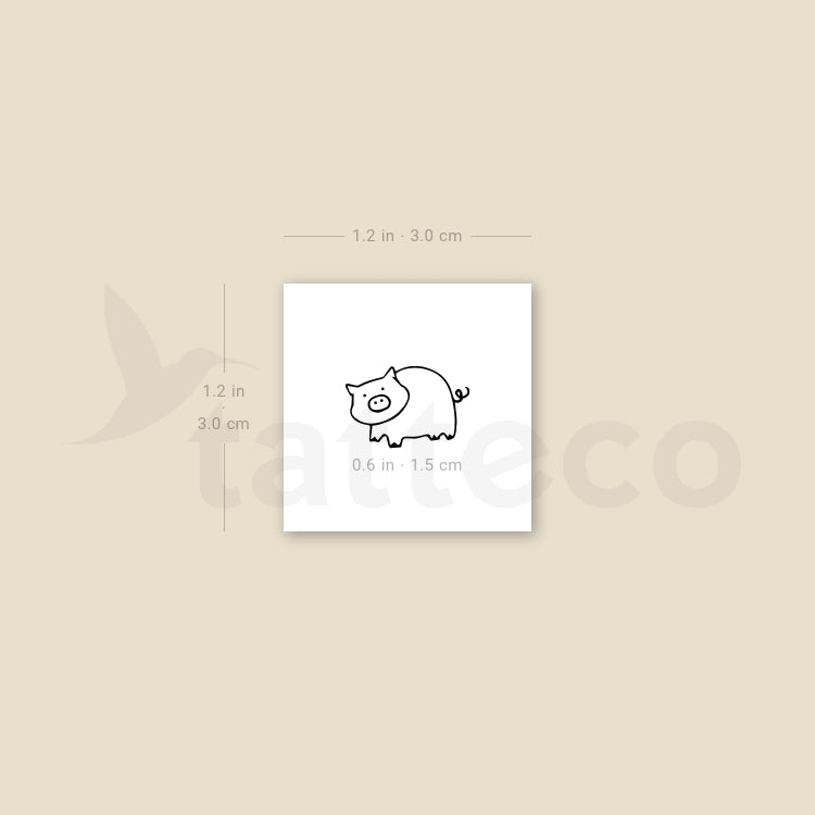 Tatuaje temporal de cerdito pequeño - Juego de 3