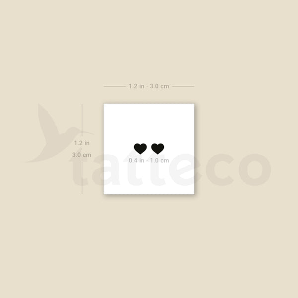 Two Horizontal Black Hearts Temporary Tattoo - Set of 3