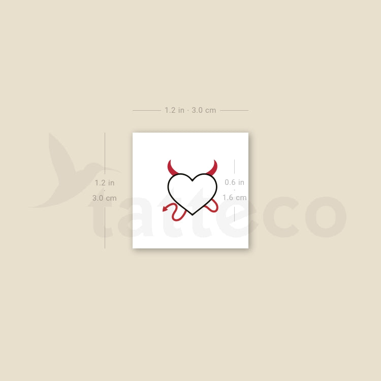 Tatuaje temporal de corazón travieso - Juego de 3