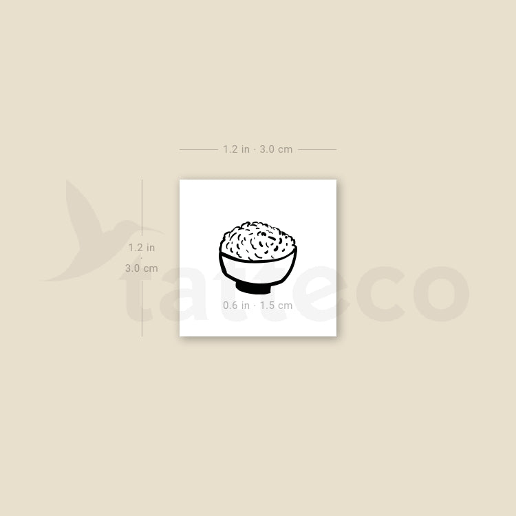 Tatuaje temporal de cuenco de arroz - Juego de 3