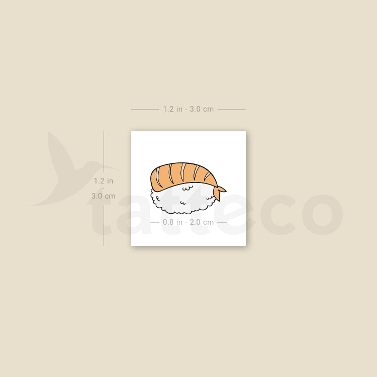 Tatuaje temporal de nigiri de camarones (juego de 3)
