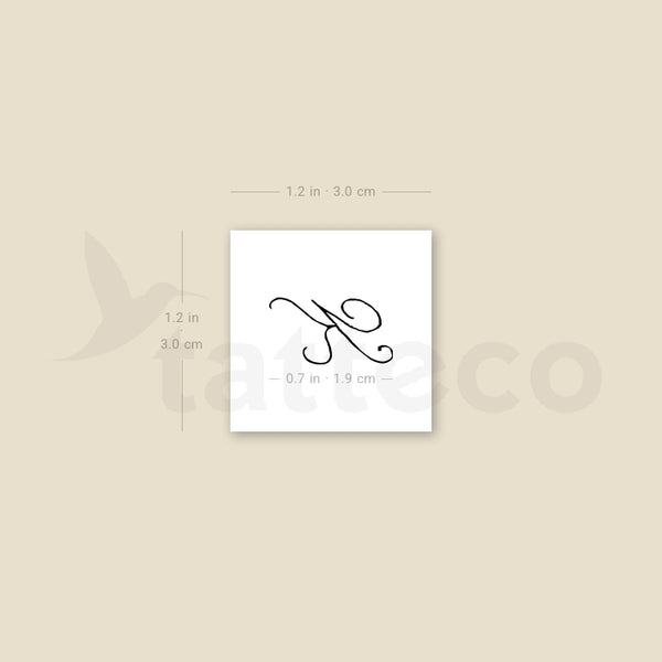 Script  K Temporary Tattoo - Set of 3