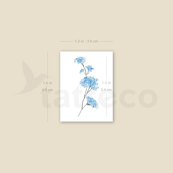 Small Blue Baby's Breath Temporary Tattoo - Set of 3