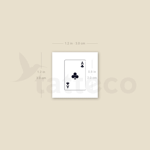 Ace Of Clubs Card Temporary Tattoo - Set of 3
