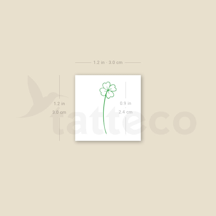 Green Four-Leaf Clover Temporary Tattoo - Set of 3