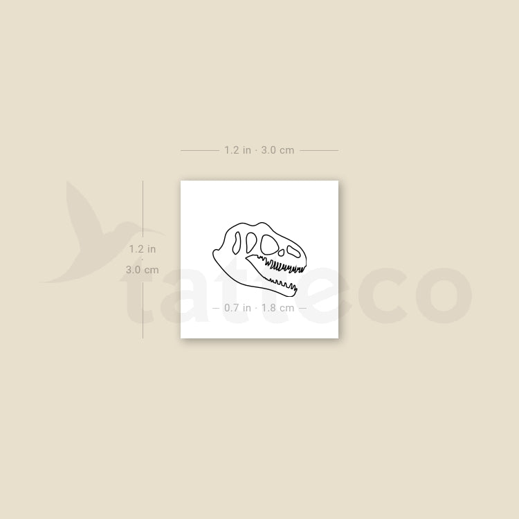 T-Rex Skull Temporary Tattoo - Set of 3