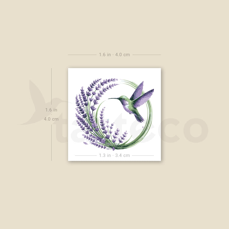 Watercolor Hummingbird And Lavender Temporary Tattoo - Set of 3