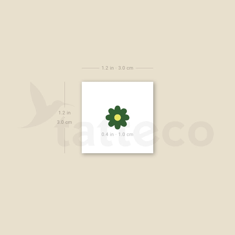 Dark Green Flower Temporary Tattoo - Set of 3
