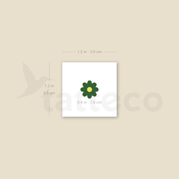 Dark Green Flower Temporary Tattoo - Set of 3
