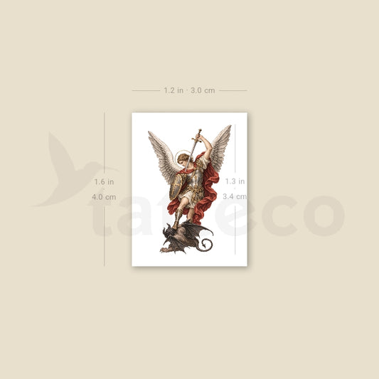Archangel Michael Defeating Satan Temporary Tattoo - Set of 3