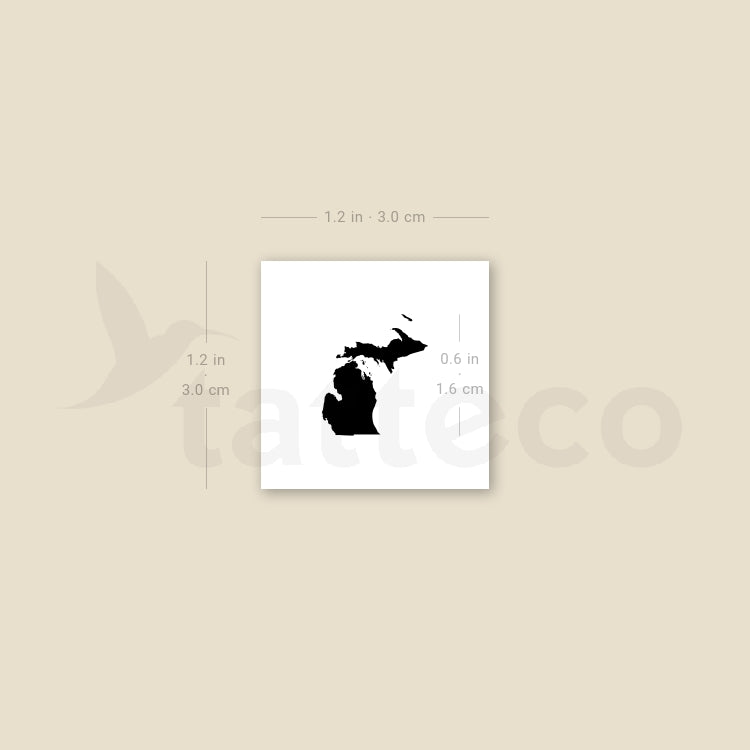 Tatuaje temporal del mapa de Michigan (juego de 3)