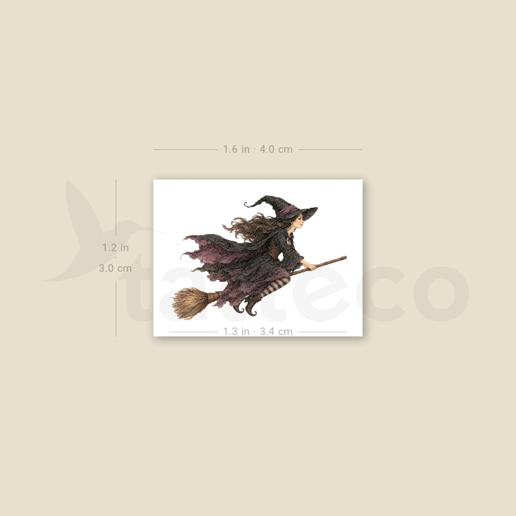 Watercolor Witch Temporary Tattoo - Set of 3