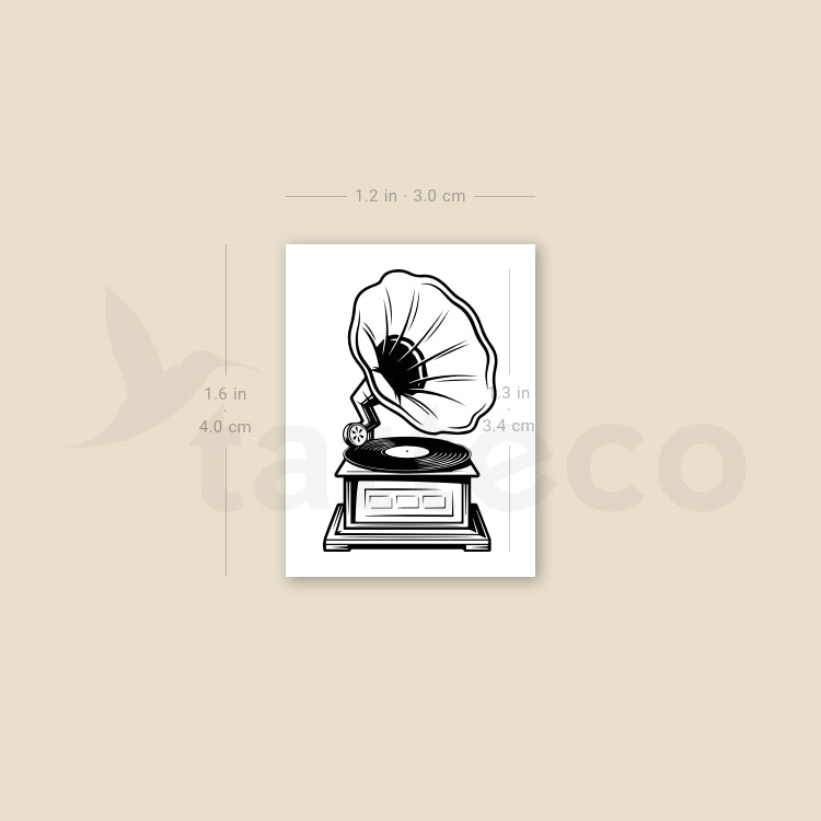 Gramophone Temporary Tattoo - Set of 3