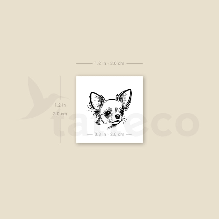Chihuahua Portrait Temporary Tattoo - Set of 3