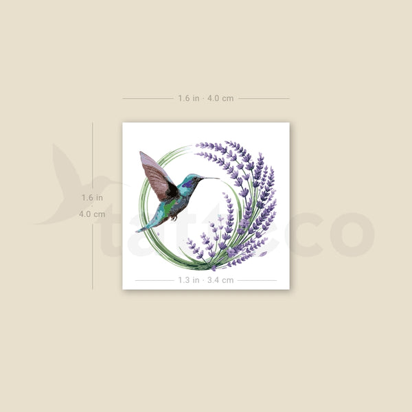 Hummingbird Lavender Watercolor Temporary Tattoo Temporary Tattoo - Set of 3