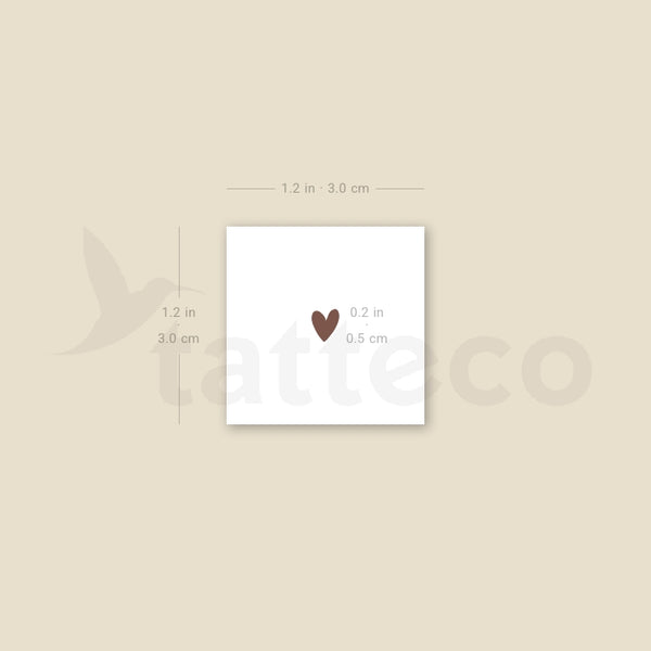Hand-Drawn Brown Heart Temporary Tattoo - Set of 3