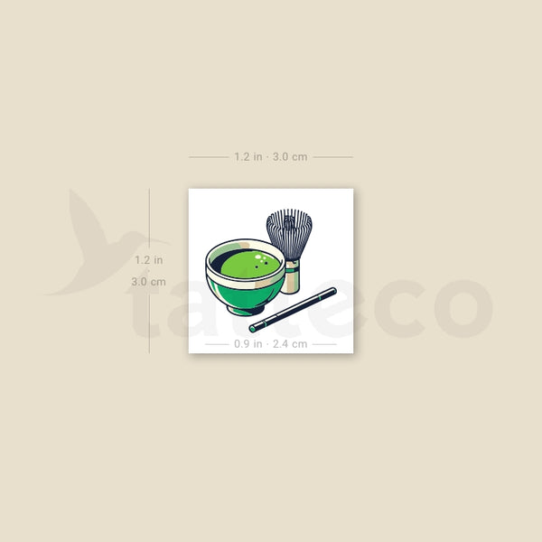 Tea Matcha Temporary Tattoo - Set of 3