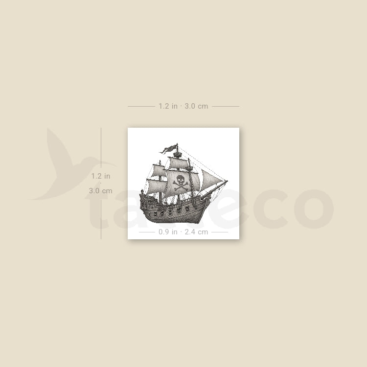 Pirate Ship Temporary Tattoo - Set of 3