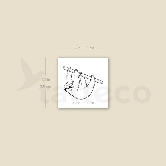 Fine Line Sloth Temporary Tattoo - Set of 3