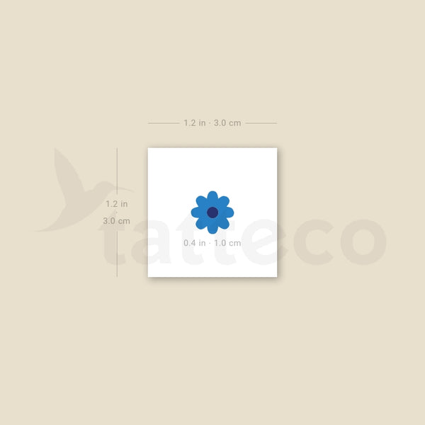 Blue Flower Temporary Tattoo - Set of 3