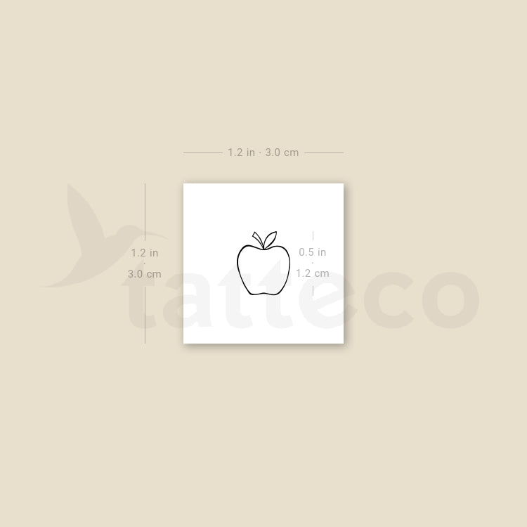 Tatuaje temporal minimalista de manzana (juego de 3)