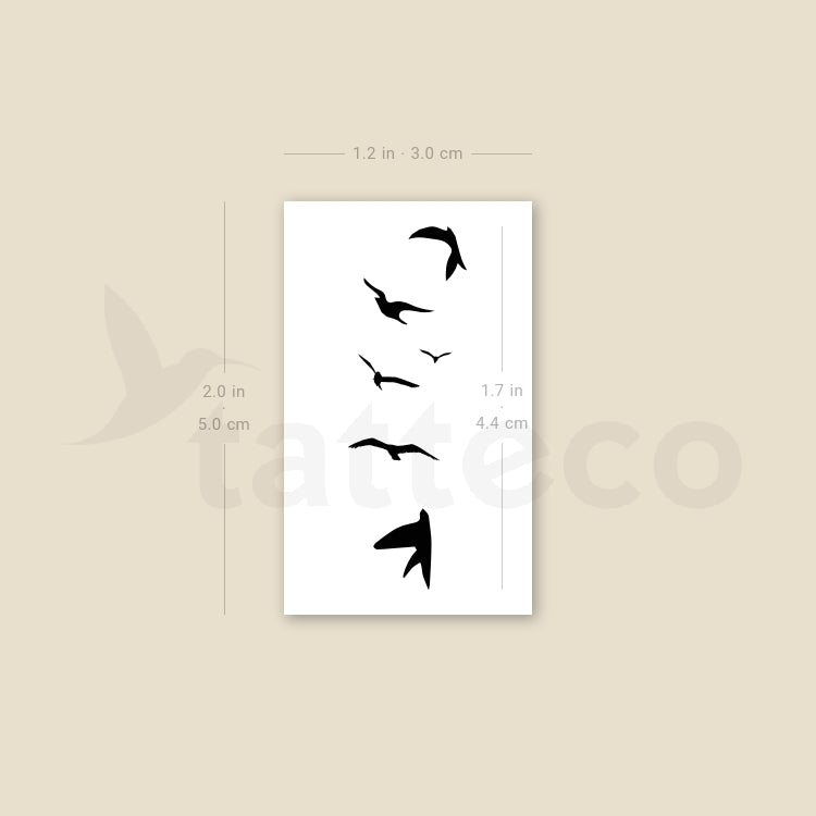Flying Birds Temporary Tattoo - Set of 3