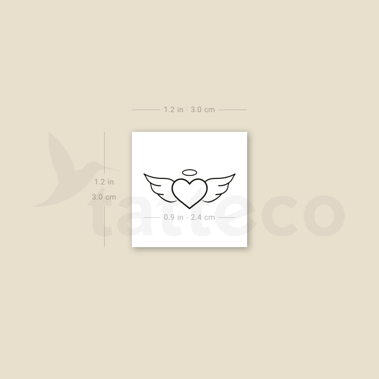 Winged Heart And Halo Temporary Tattoo - Set of 3