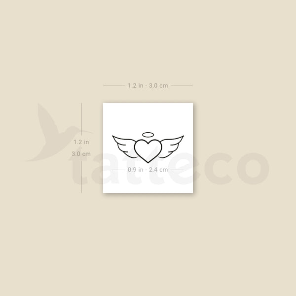 Winged Heart And Halo Temporary Tattoo - Set of 3